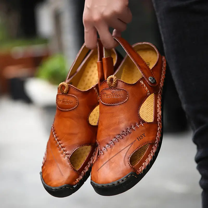 Hochwertige Freizeitsandalen aus weichem Leder für Herren – CloudWay™