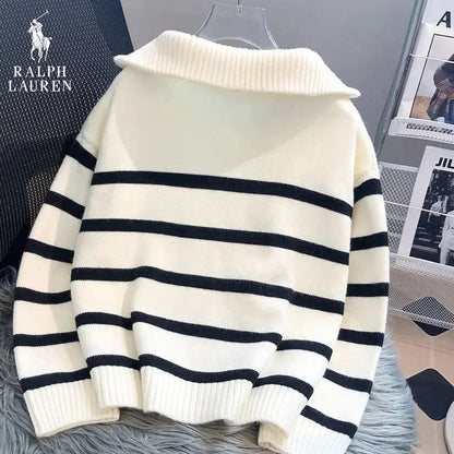 Gestreifter Pullover mit Reißverschlusskragen | ENDGÜLTIGER ABVERKAUF