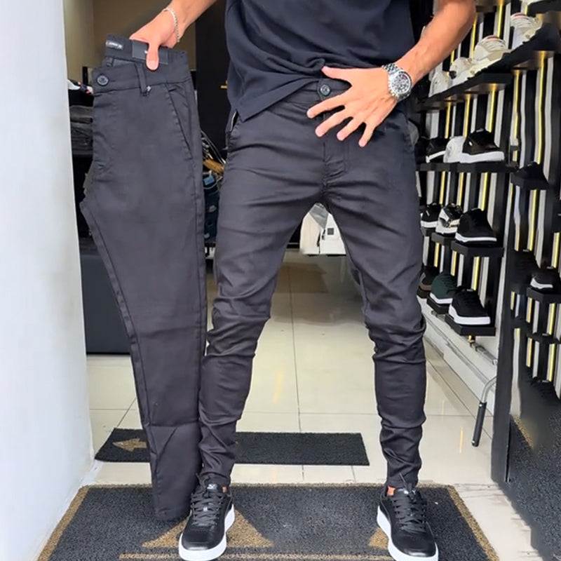 Herren Slim-Fit Casual Einfarbige Hose